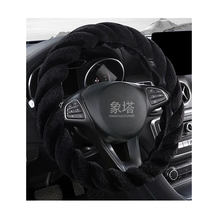 Xiangta hiver chaud Durable voiture accessoires personnalisé volant couvre confortable résistant au froid élastique moelleux couverture pour voiture