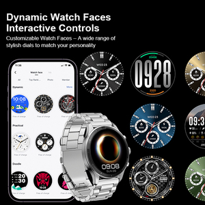Ai สมาร์ทวอทช์สำหรับเล่นกีฬา, IP68หน้าจอ AMOLED ขนาด1.43นิ้วกรอบโลหะกันน้ำมาพร้อมกับเครื่องเข้ารหัสบลูทูธสายซิลิโคน - Product Image 3