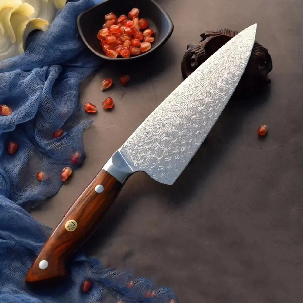 Vg10 Damascus đầu bếp dao EVA Hộp quà tặng dao nhà bếp kim loại thép không gỉ Mới đến 8 inch chất lượng Nhật Bản thương hiệu 67 lớp