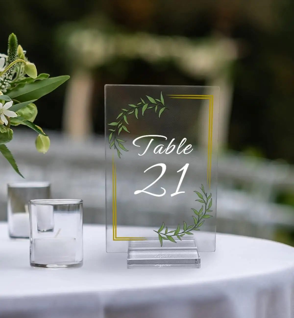 Personalizado Acrílico T-Shape Crystal Menu Board Wedding Table Number com Table Number Holder para Aniversário Casamento