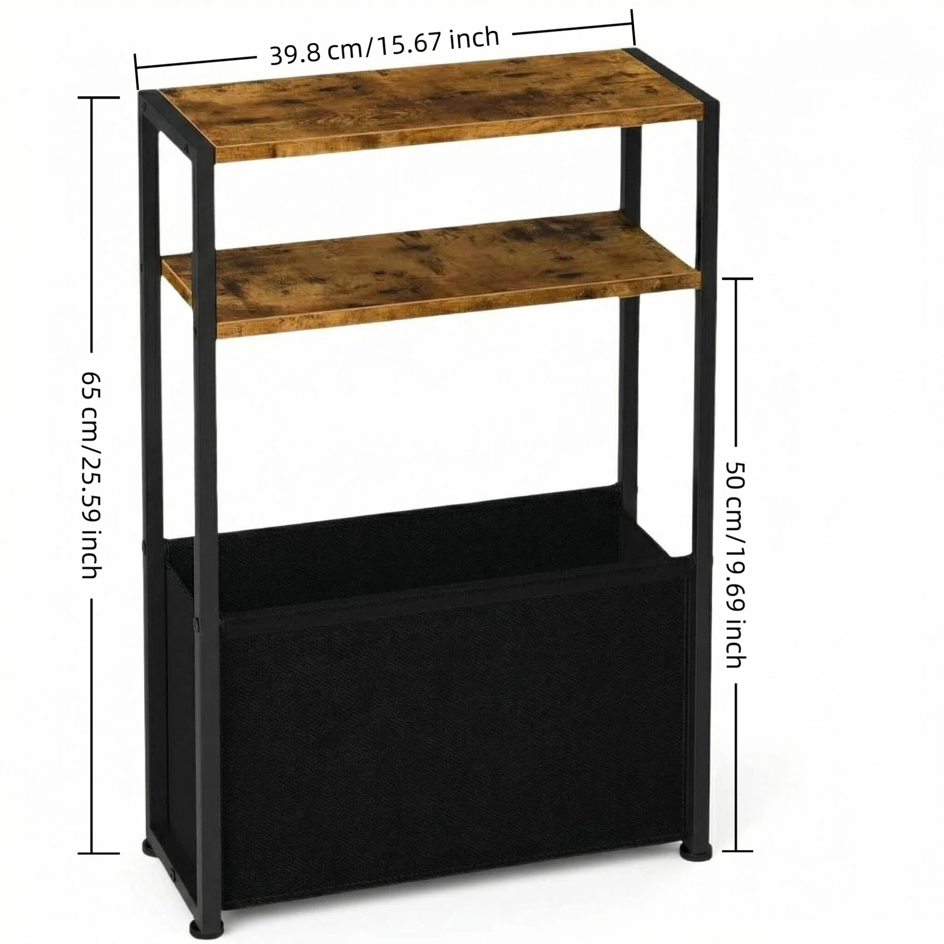 Walnut-colored double-layer storage shelf