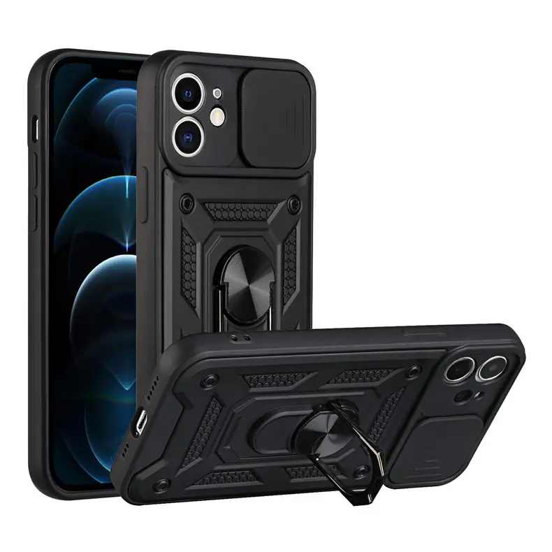 Antichoc pare-chocs armure couverture luxe glissière caméra lentille protéger pour iPhone 15 14 13 11 12 Pro Max XS XR X 7 8 SE étui de téléphone portable
