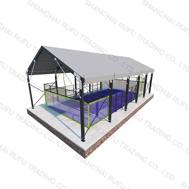 Nóng bán padel tòa án trong nhà toàn cảnh padel sân tennis với mái hợp kim nhôm