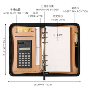 Borsa a cerniera all'ingrosso con calcolatrice multi-funzione blocco note per notebook LOGO stampato - Product Image 4