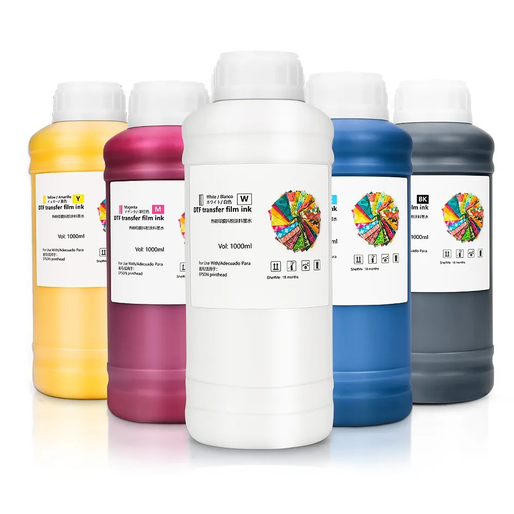 Tinta DTF blanca XP600 de 1000ml de alta calidad para impresora Epson L805 i3200 L1800 DTF, fabricante de tinta de pigmento de transferencia textil Premium