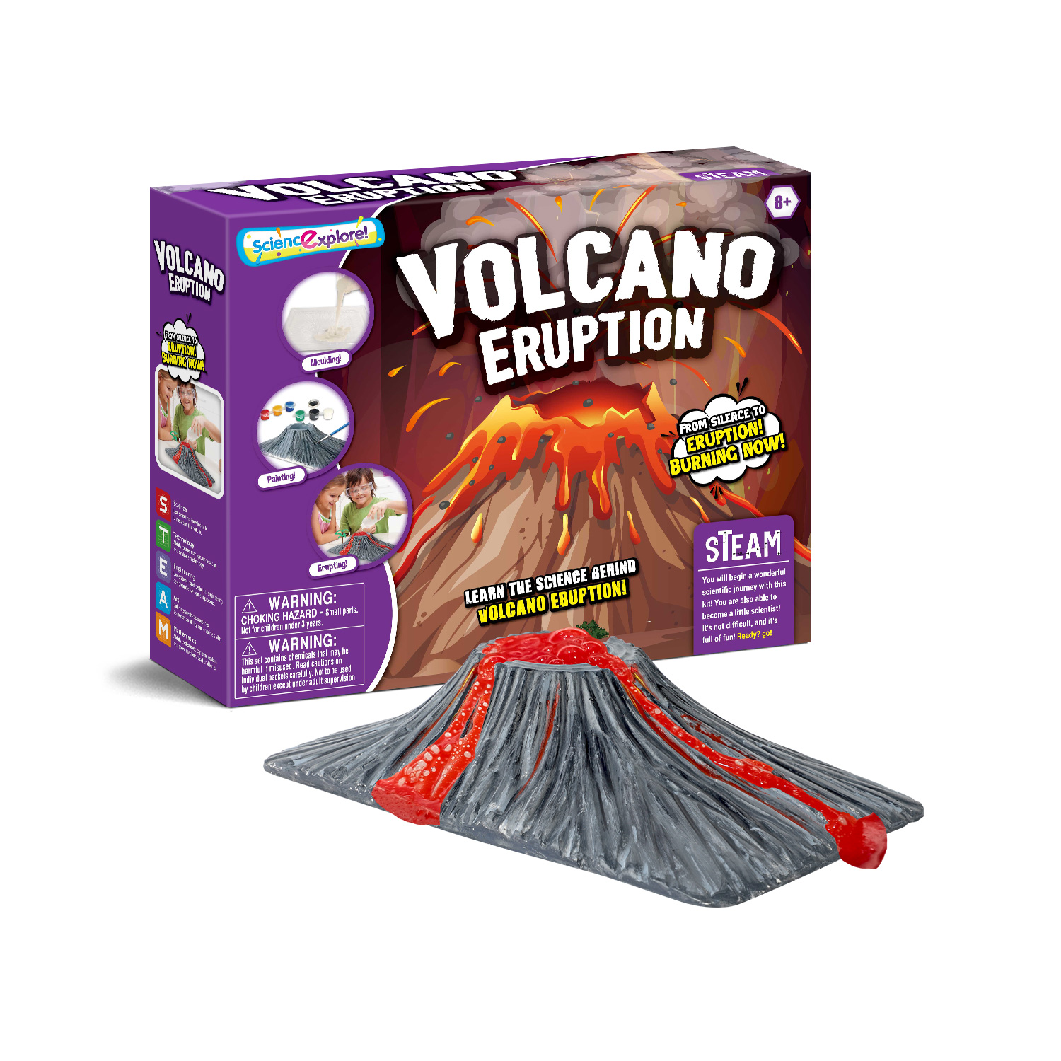 Explorez la science! Éruption du volcan