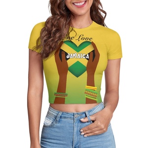 Sang Trọng Reggae Đánh bại Crop Top Jamaica Âm Nhạc Ghi Chú In Độ ẩm-Wicking Vải OEM 50 + Pcs Tùy Chỉnh Jamaica Cờ Crop Top - Product Image 1