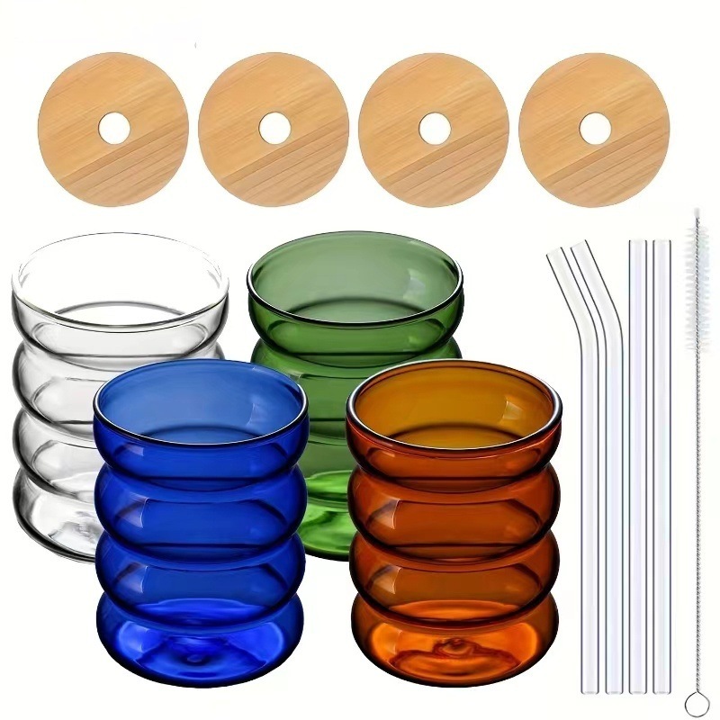 4-color cup, 4 lids, 4 straws, 1 brush