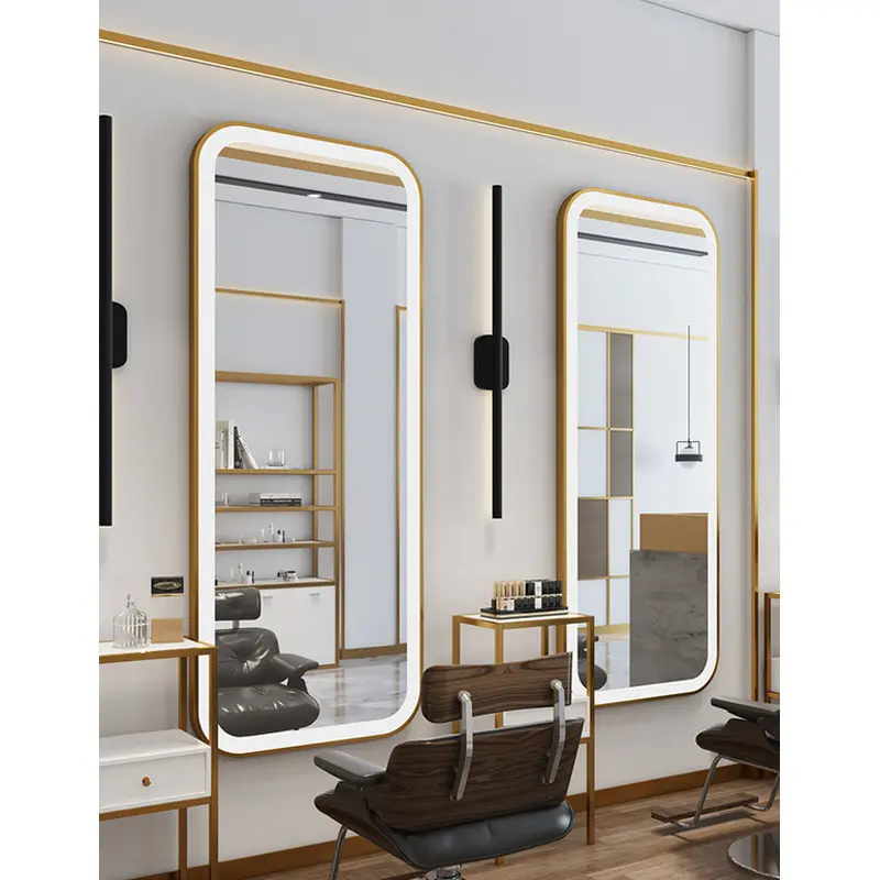Cermin Lantai LED Sentuh Studio Pemodelan Cermin Rias Cermin Toko Barber Cermin Panggung Salon Rambut