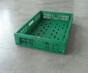 Contenedores de cajas plegables de plástico PP reciclables convenientes de 600x400x120mm, caja sólida de fruta plegable de malla resistente apilable - Product Image 1