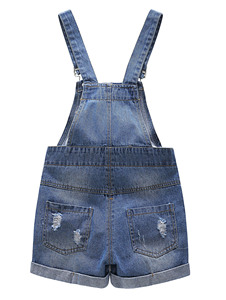 Cô Gái Mùa Hè Denim Jeans Chập Chững Biết Đi Ngắn Áo Trẻ Em Jumpsuit Quần Áo - Product Image 2