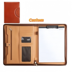 Portafoglio in finta pelle con tasche e porta carte personalizzato Notebook Organizer con blocco note B5 Padfolio con cerniera - Product Image 1