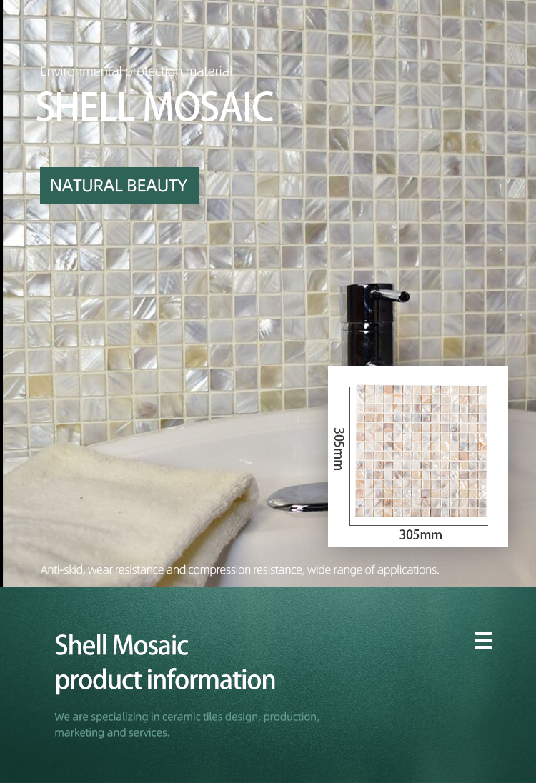 Oil flower color natural shell mother of pearl kitchen backsplash square shell mosaic tile