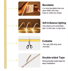 แถบไฟแอลอีดียืดหยุ่นได้แถบไฟในร่ม cob สองสีนำแสงทำงาน DC12v DC24v cuttable 8W 10W นำแสง12V อินพุต - Product Image 5