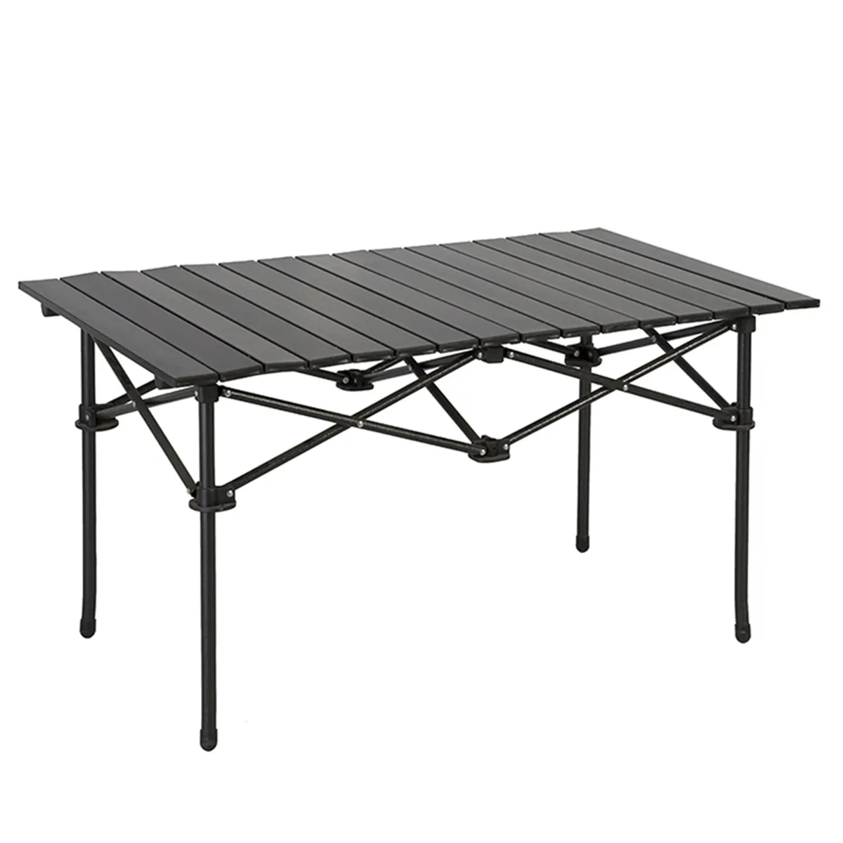 Al aire libre negro portátil plegable mesa de Camping de aluminio