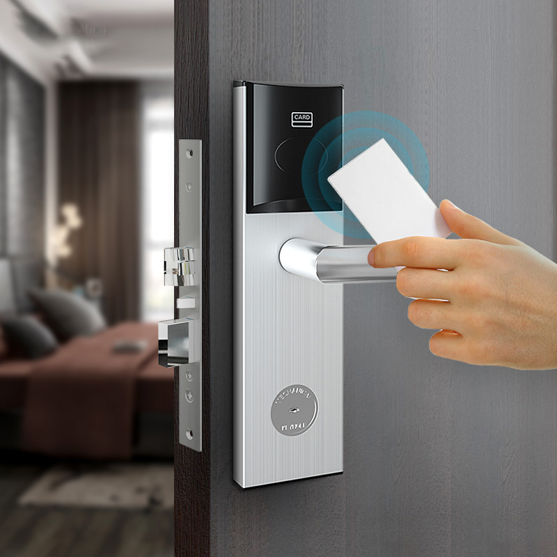 High Quality Card  Key Digital Steel handle Hotel   Management Software System Electronic Smart door lock