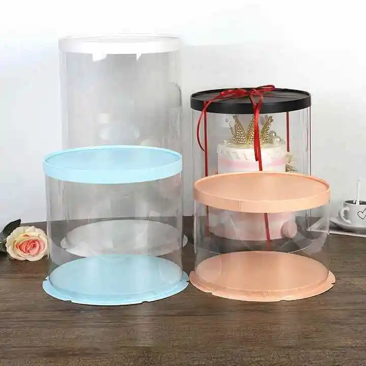 도매 투명 PET 케이크 상자 포장 라운드 투명 케이크 상자