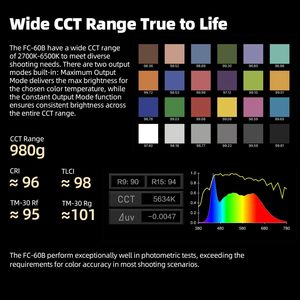 NANLITE FC-60B 78W LED Video Light 2700K-6500K <strong>Continuous</strong> <strong>Output</strong> APP <strong>Control</strong> AC/DC Power Support Bowens Mount Studio - Product Image 3