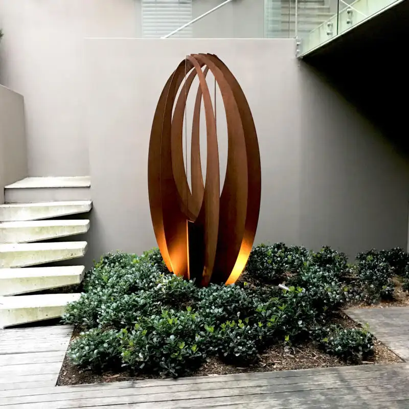 Modern corten çelik sanat heykel çağdaş metal yard sanat bahçe süsleri