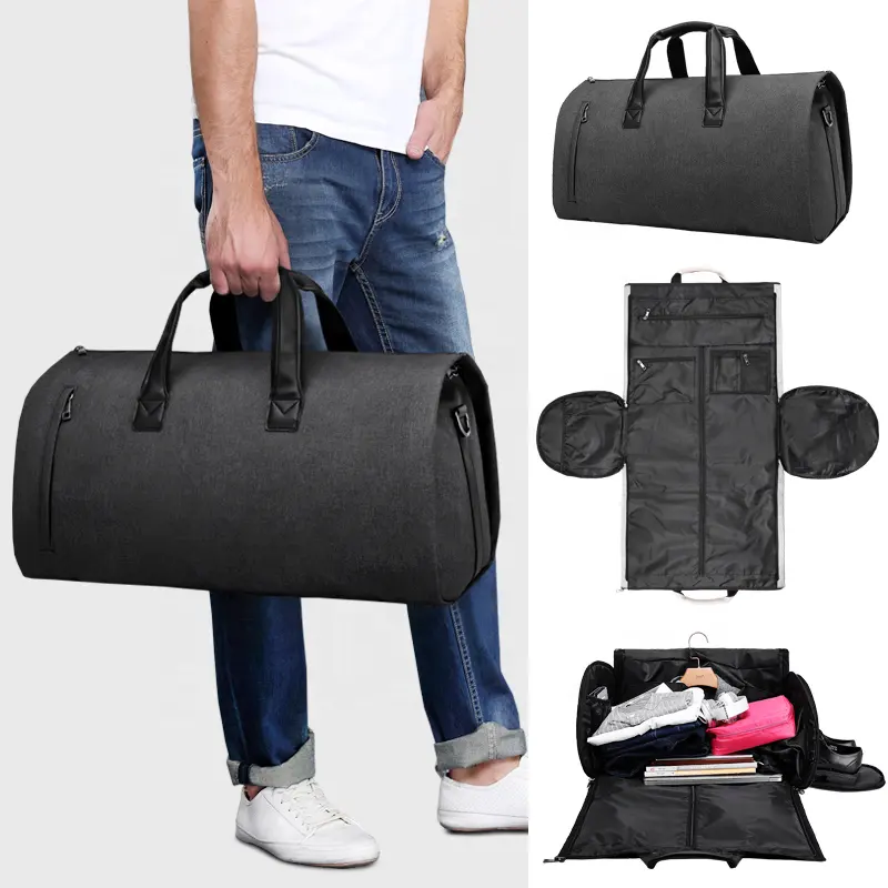 Custom Foldable Business Travel Duffle Bag Handbag Travel Sport Garment Bag men Suit Cover Clothes Luggage Bag