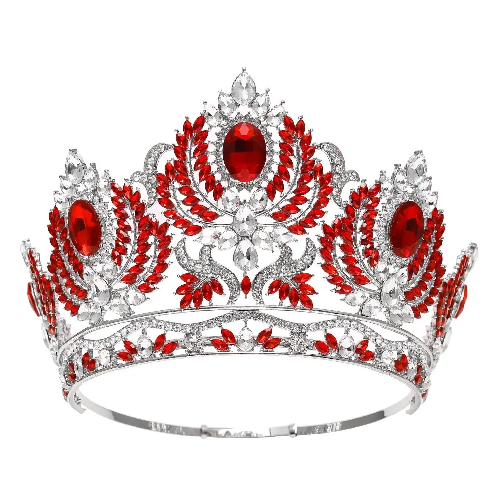 Ajustável Full Round Crown Big Crown Miss World Tall Tiara Rhinestone Headband do casamento Beleza Concurso Rainha Coroas