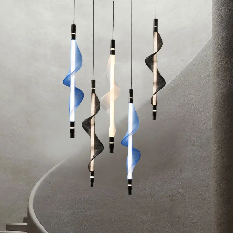 Дизайнерские современные Креативные кухонные черные синие акриловые подвесные потолочные лампы, светодиодное подвесное освещение, лофт, домашний декор, люстра