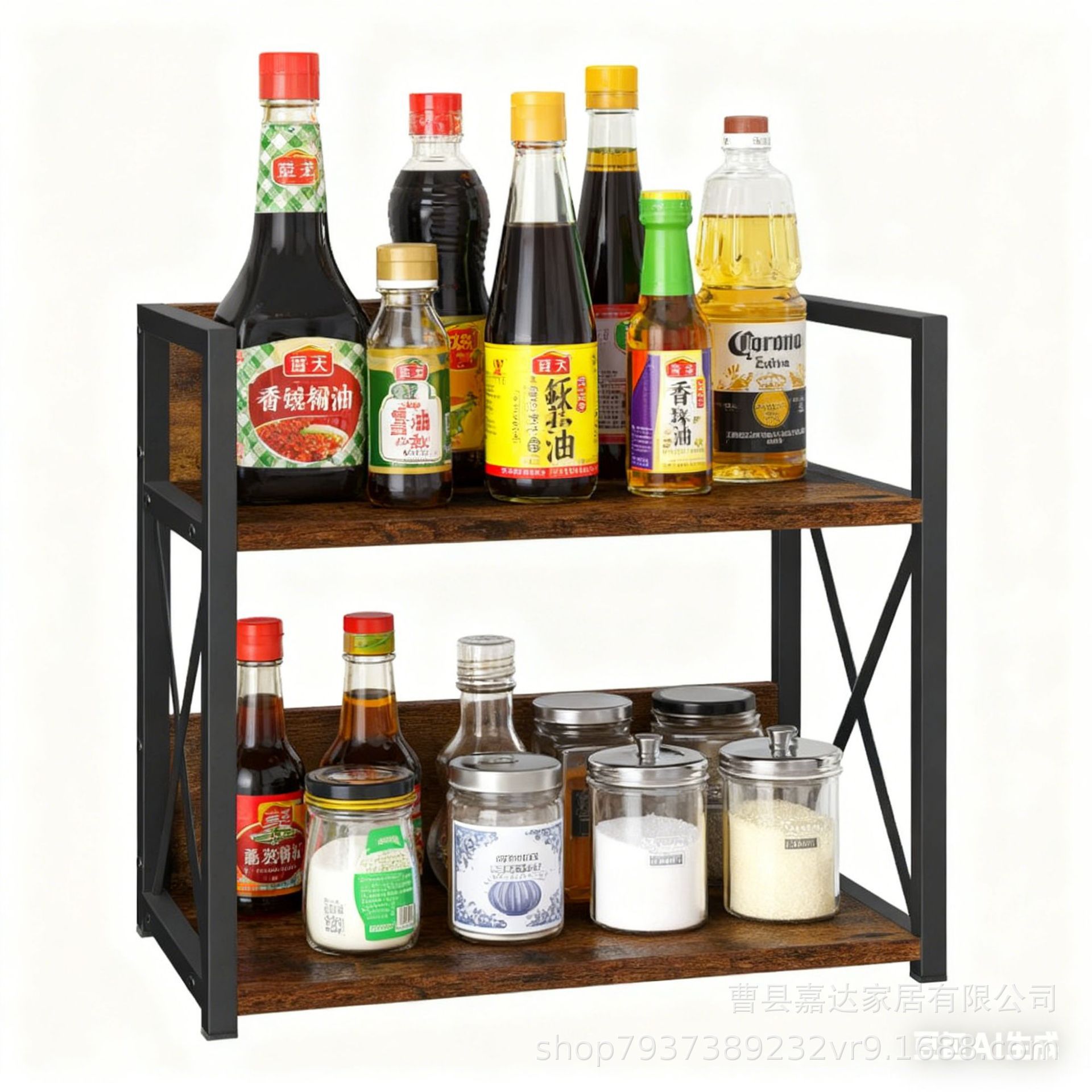 Brown square tube round steel bar desktop stand