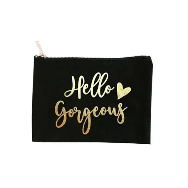 Professional production beauty make up zipper pouch printed Key clutch case 100% cotton cosmetic makeup brush bag for women