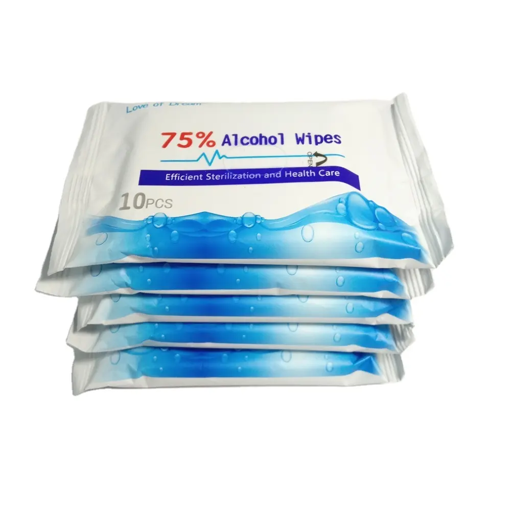 Одноразовая очистка оптом, индивидуальная торговая марка OEM, степень стерилизации 99.99%, безопасные и здоровые спиртовые салфетки 75%