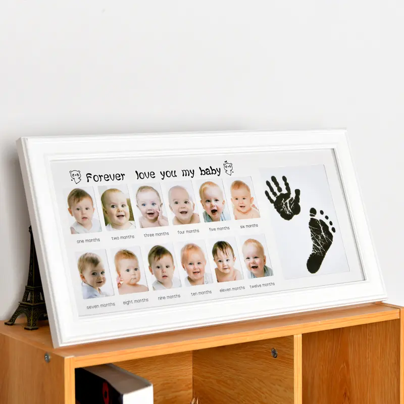 Pasgeboren Baby 12 Maanden Lucht Klei Frame Baby Handafdruk Footprint Aandenken Foto Fotolijst
