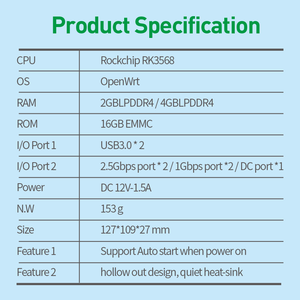 Factory Price Cheap Dual 2.5Gbps <strong>Ethernet</strong> Gateways Rockchip Rk3568 Ram <strong>4G</strong> Rom 16G Industrial Openwrt System Network Routers - Product Image 6