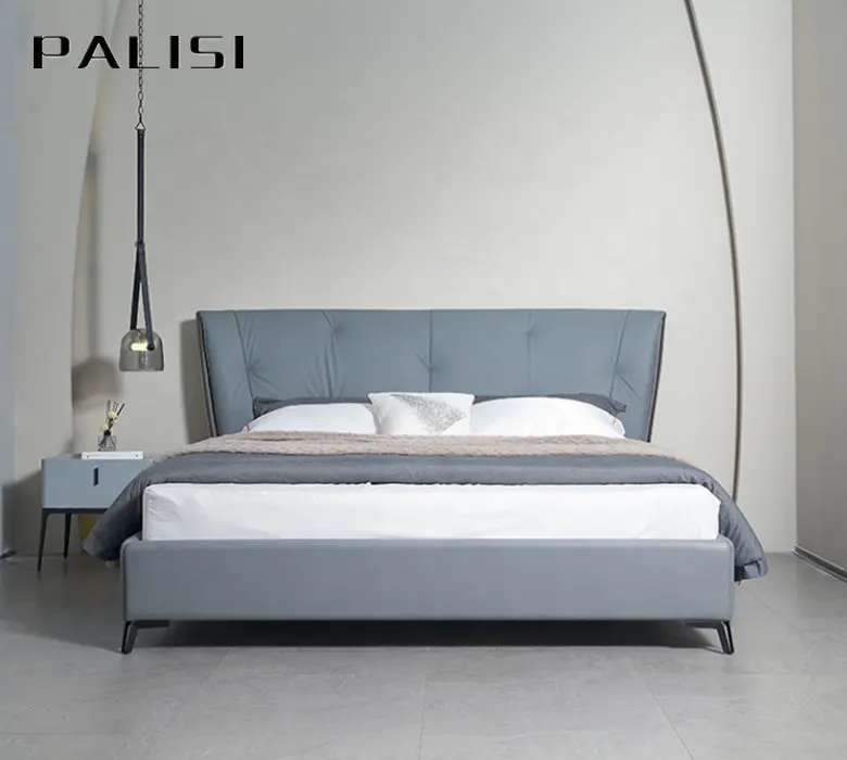 Bed room set bedroom furniture Stylish Upholstered Bed Modern scandinavian Design Smart Furniture Bed Leather Material