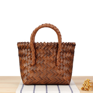 Sommer Vintage Bambus Taschen Frauen Handtaschen Damen Rattan Mode Stroh Einkaufstasche groß