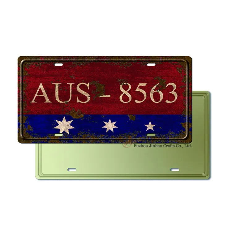 خمر المعادن الزخرفية علامة سيارة ترخيص رقم لوحة AUS-8563 النادرة الكلاسيكية أستراليا لوحة ترخيص المعادن تسجيل مجلس