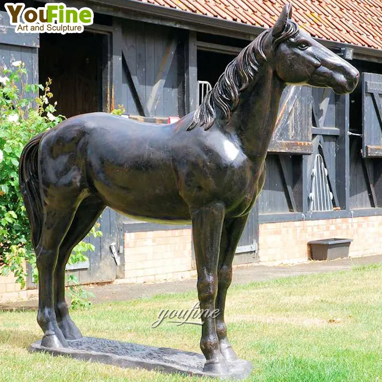 Figura de bronce de jardín al aire libre de tamaño real tomar escultura de caballo