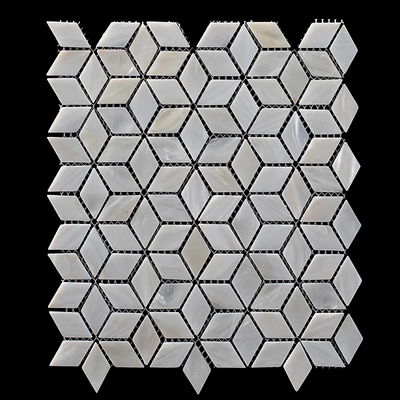 Natural rombo de la madre de la perla de pelar y pegar costura Shell mosaico azulejos para cocina Backsplash