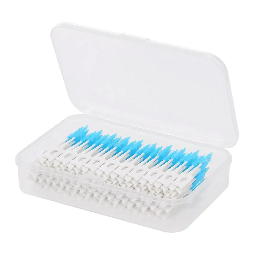 Palito de dente de silicone macio com duas pontas, palito interdental de fio dental, ferramenta de higiene dental com 160 peças
