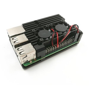 <strong>Raspberry</strong> <strong>Pi</strong> 4/3 Aluminum <strong>Case</strong> with Dual Cooling Fan Metal Shell Black Enclosure for RPI <strong>Raspberry</strong> <strong>Pi</strong> 4B/3B/3B+ - Product Image 1