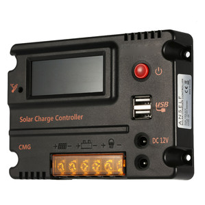 Controller solare Cmg 12V 24V 20A Display retroilluminazione LCD negativo comune Controller caricatore solare Dual USB 5V e DC 12V - Product Image 1