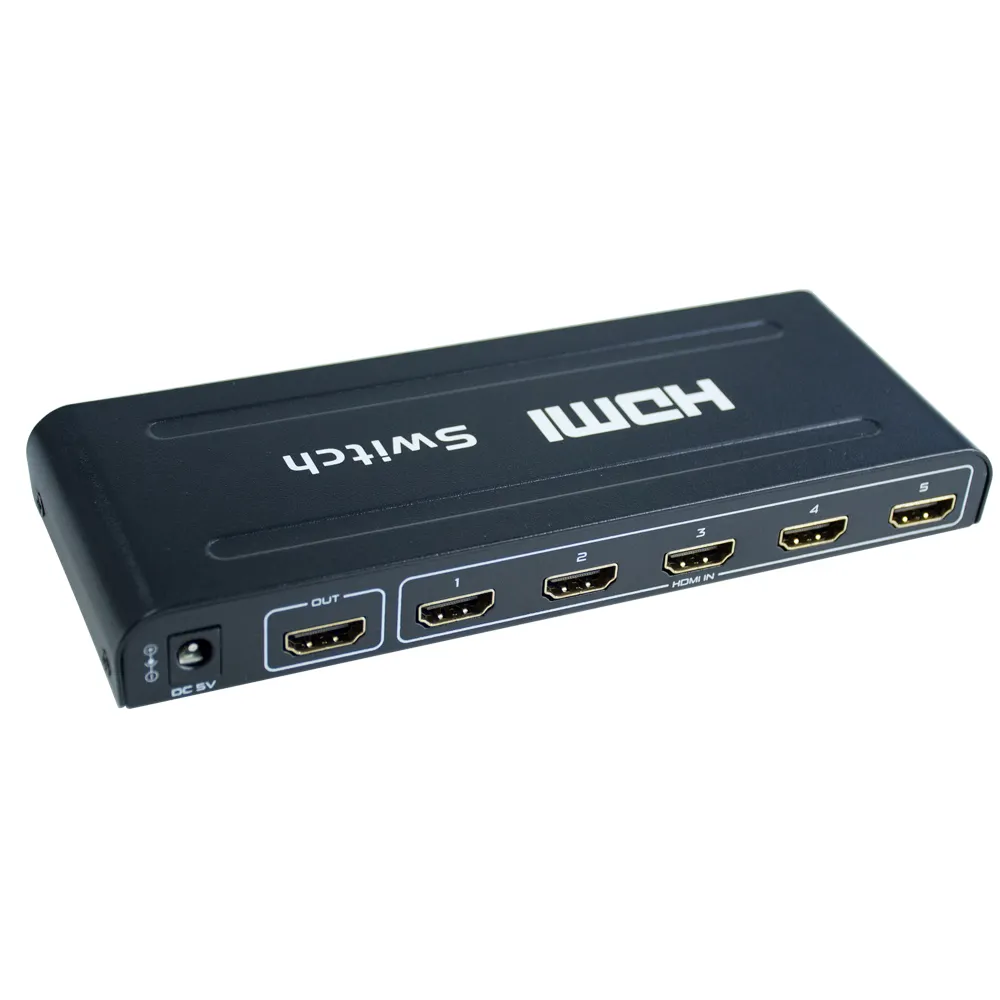 Nouvel arrivage Commutateur HDMI 1.4 5x1 Support 3D 1080P Convertisseur audio numérique coaxial optique Répartiteur de commutateur HDMI 5 ports