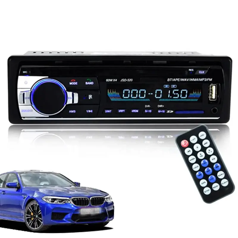 2024 최고 판매자 Estereo 파라 카로 자동 JSD520 1 Din avtomagnitola 자동차 라디오 스테레오 avto aksesuar BT/SD/USB JSD-520 MP3 플레이어