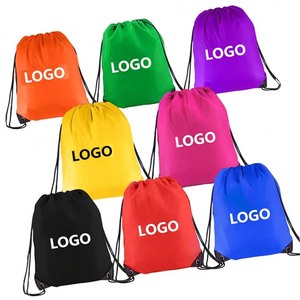 Sublimación de cuerda de nylon impermeable bolsa con cordón logotipo personalizado poliéster cuerda mochila gimnasio deporte bolsa con cordón con logotipo - Product Image 1