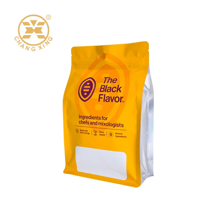 Sac de café en aluminium imprimé personnalisé sac à fond plat refermable emballage en plastique sac de grains de café à fermeture éclair