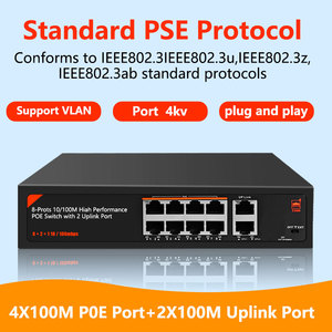 8 Port 10/100M Poe akıllı ağ anahtarı 8 + 2 CH 48V Vlan IEEE802.3 AF/AT NVR CCTV IP kamera desteği OEM/ODM mevcut - Product Image 4