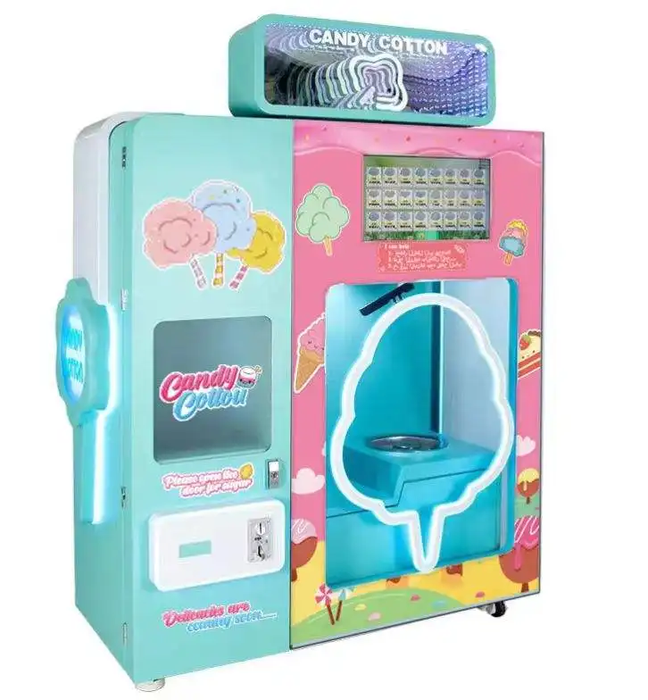 New design Cotton Candy Machine with sugar Selling Automatic Cotton Vending Machine Cotton Candy