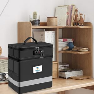 Caja de archivos ignífuga de dos capas con cerradura Organizador de almacenamiento plegable para colgar carpetas de archivos Bolsa de documentos de dos capas - Product Image 3