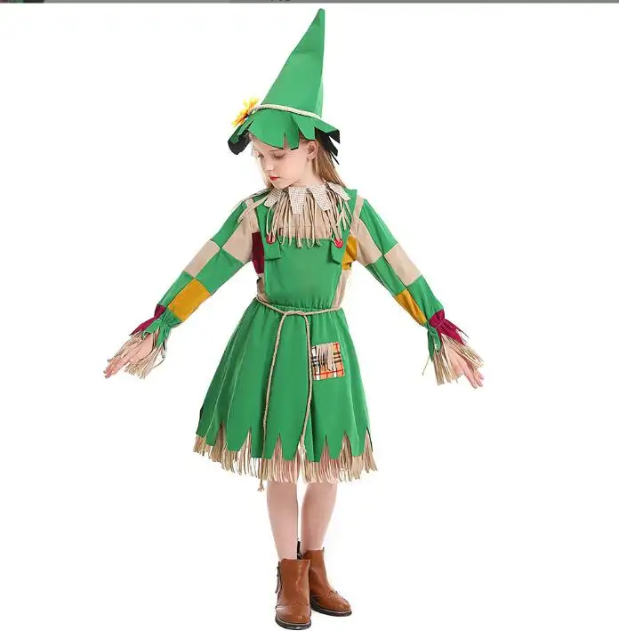 Ecowalson Wizard of OZ spaventapasseri Costume Cosplay Halloween Carnival Party Kids Stage Performance Circus Funny Clown Dress