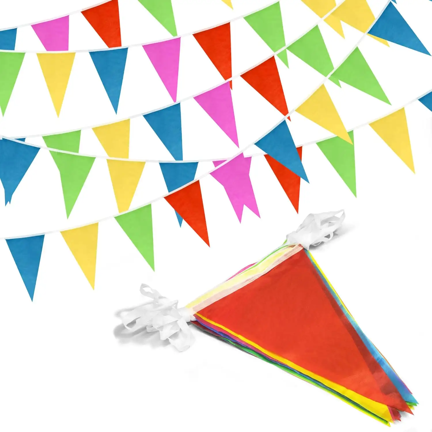 Haute qualité Polyester tissu personnalisé célébration Festival décoration chaîne drapeau fanions Triangle couleur banderoles bannière