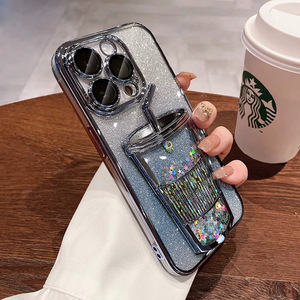 2024 Quicksand Glitter kum hücresi akıllı cep telefonu kılıfı kabuk iPhone 15 14 13 12 11 Pro Max darbeye dayanıklı Lens - Product Image 4