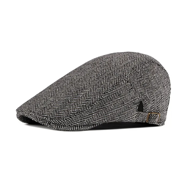 Unisex Autunno Inverno A Spina di Pesce Tweed Scally Caps Cappello Edera